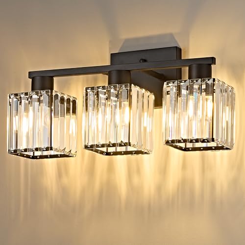 3-Light Crystal Bathroom Vanity Light Fixture