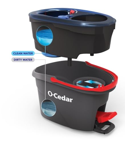 O-Cedar EasyWring RinseClean Microfiber Spin Mop & Bucket Floor Cleaning System, Grey