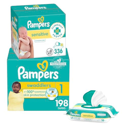 Pampers Swaddlers Size 1 Diapers with Wipes