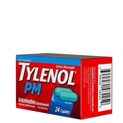 Tylenol PM Extra Strength Pain Reliever & Sleep Aid Caplets, 500 mg Acetaminophen, 24 ct