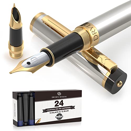 24 Count Fountain Pen Set with Medium and Fine Nibs