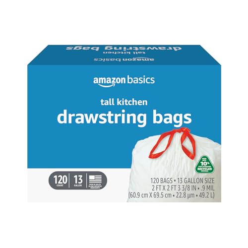 120 Count Amazon Basics 13 Gallon Kitchen Trash Bags