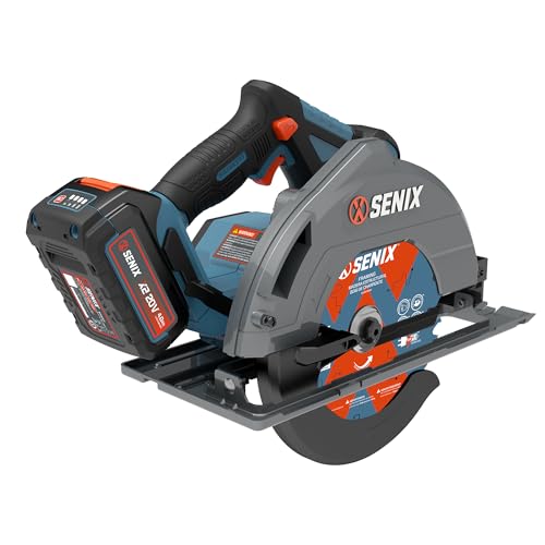SENIX 20V Max 7-1/4" Circular Saw for Wood Cutting | Cordless Circular Saw with 4.0Ah Battery & Charger | 4200RPM Brushless Motor, LED Light, 55° Bevel | Storage Bag Included (PSCX2-M3)