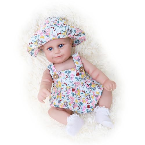 Reborn Baby Dolls Silicone Full Body 22 inch Real Life Toddler Baby Doll Lifelike Newborn Girl Cute Soft Vinyl Correct Realistic Toddler Dolls with Feeding Kit Toys Gifts Collection for Kids Age 3+