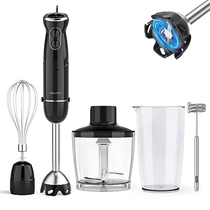 Immersion Blender Handheld, 1000W Scratch Resistant Hand Blender, Abuler 5 in 1 Emulsifier Blender Mixer, BPA-Free 12 Speed Stick Blender, Beaker, Chopper, Whisk, Frother, for Soup, Sauce (Black)