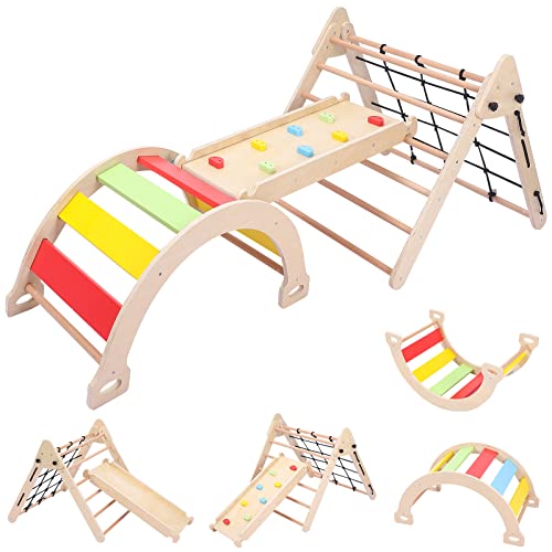 3-in-1 Wooden Toddler Indoor Climbing Gym Playset