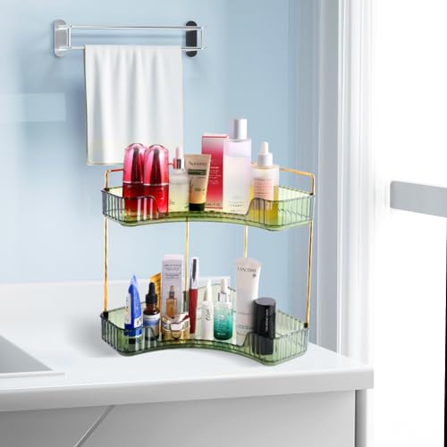 2-Tier Corner Bathroom Counter Organizer Shelf