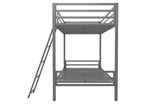 Novogratz Maxwell Twin-Over-Twin Metal Bunk Bed, Grey