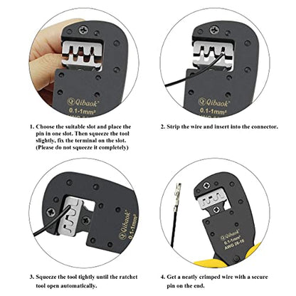 Qibaok Crimping Tool Kit Dupont Ratcheting Crimper Plier Set with 460pcs 2.54mm JST-XH Connectors and 1550PCS 2.54mm Dupont Connectors