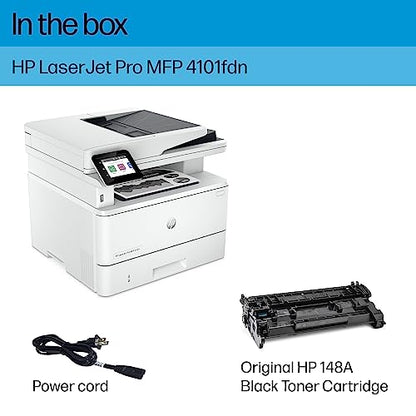 HP LaserJet Pro MFP 4101fdn Printer, Print, scan, copy, fax, Fast speeds, Easy setup, Mobile printing, Advanced security, Best for small teams, Ethernet/USB only