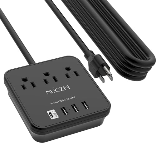 20 Ft Power Strip with 3 Outlets and 4 USB