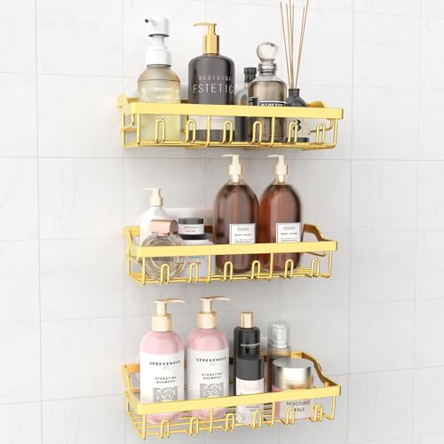 3 Pack Shower Caddy Adhesive Bathroom Organizer Shelves