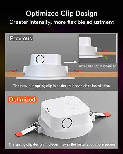 Lumary Integrated Smart Recessed Lighting 4 Inch with Junction Box 9W 780LM Canless WiFi Downlight RGBCW Color Changing Wafer Lights Work with Alexa/Google Assistant, 1PCS