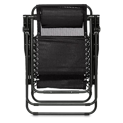 Amazon Basics Outdoor Textilene Adjustable Zero Gravity Folding Reclining Lounge Chair with Pillow, 26", Black