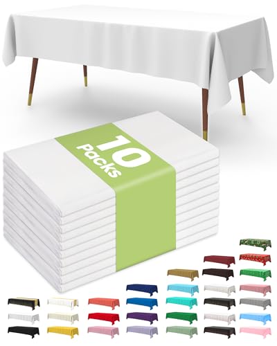 10 Pack Disposable Plastic Rectangle Tablecloths