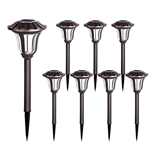 SUNCKET Solar Lights Outdoor Waterproof, 8 Pack Landscape Solar Garden Lights, Solar Powered Outdoor Pathway Garden Lights, Auto On/Off Outdoor Solar Lights for Yard Landscape Pathway Lawn