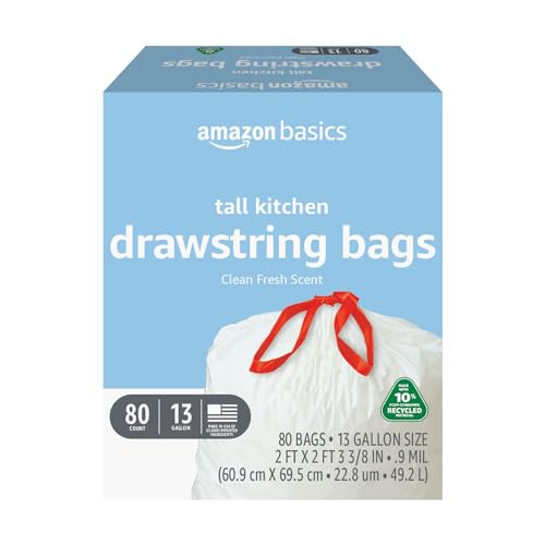80 Count Amazon Basics 13 Gallon Kitchen Trash Bags