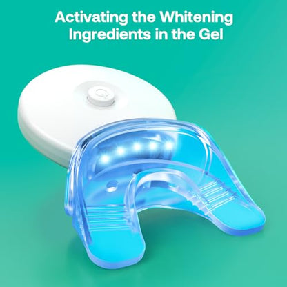 Teeth Whitening Kit, LED Teeth Whitening Light with 6 X 3ml Carbamide Peroxide Teeth Whitening Gel, Included 2 Mouth Trays & Tray Case and Brush, Safe Enamel, Fast and Gentle Teeth Whitening
