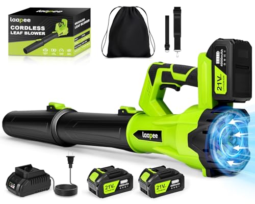 2 Battery Cordless Electric Leaf Blower, Lightweight, 6 Speed