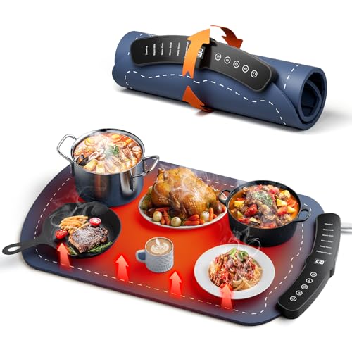 Electric Food Warming Tray, Foldable Portable Warmer Timer