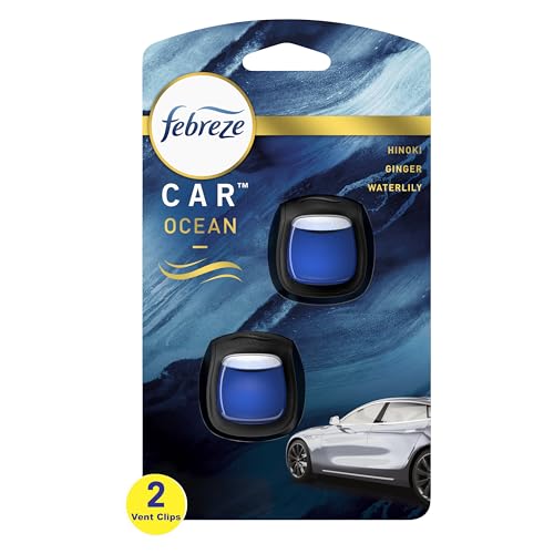 Febreze Car Ocean Scent Air Freshener Vent Clip, 07 oz. Car Vent Clip, 2 Count