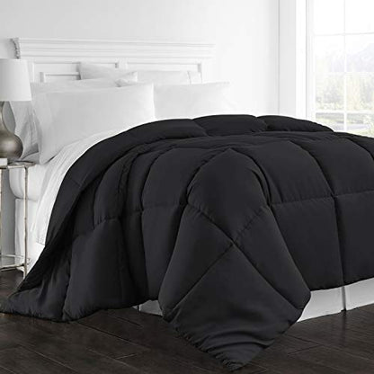 Beckham Hotel Collection Twin/Twin XL Comforter – 1300 Series Goose Down Alternative Bed Comforters – Luxury Twin/Twin XL Size Blanket - Machine Washable, All-Season Bedding, Duvet Insert - Black