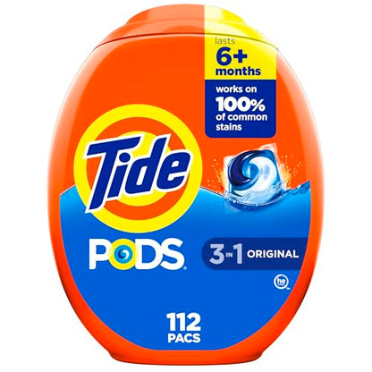 ADD 2 TO YOUR CART ❗ Tide PODS Laundry Detergent Pacs, Original Scent, 112 Count, Powerful 3-in-1 Clean in one Step, HE Compatible