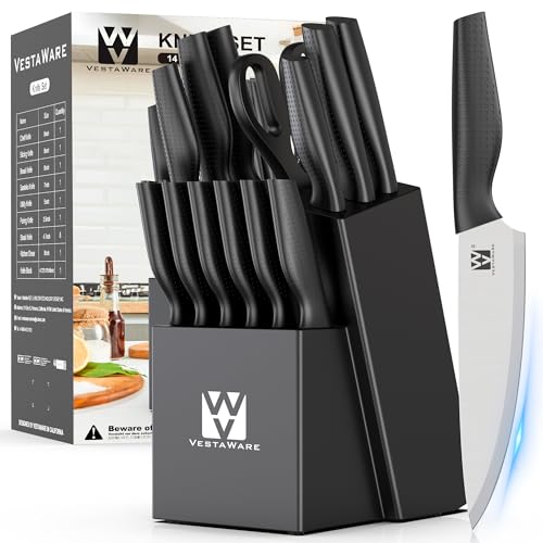 14 Piece Stainless Steel Kitchen Knife Block Set