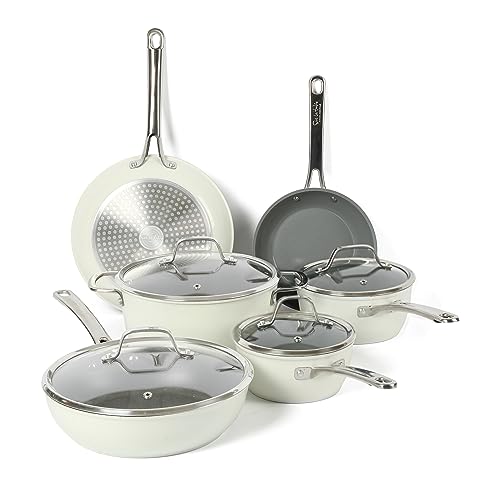 10 Piece Nonstick Ceramic Aluminum Cookware Pots and Pans Set