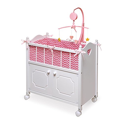 Wooden Toy Doll Bed with Storage and Bedding