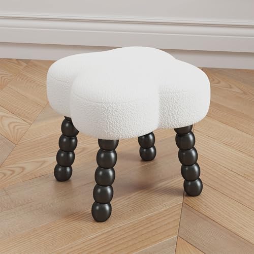 Small Storage Ottoman Footrest with Wood Legs