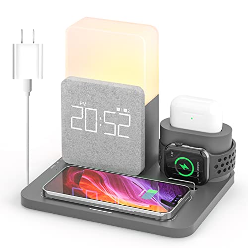 3 in 1 Wireless Charging Station with Alarm Clock