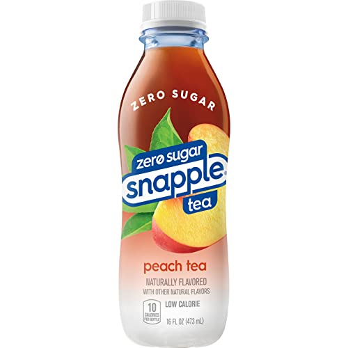 Snapple Zero Sugar Peach Tea, 16 fl oz recycled plastic bottle (Pack of 12)