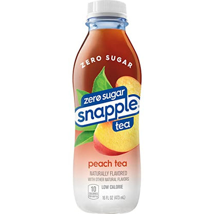 Snapple Zero Sugar Peach Tea, 16 fl oz recycled plastic bottle (Pack of 12)