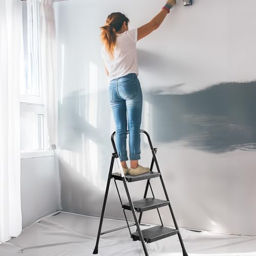 OLIXIS Heavy Duty 3 Step Folding Ladder