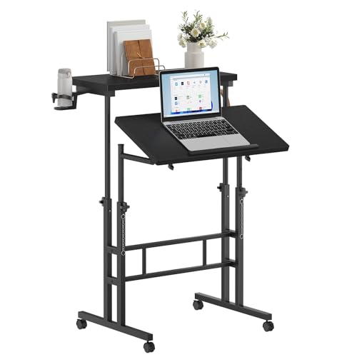 Rolling Standing Desk with Split Top for Treadmills