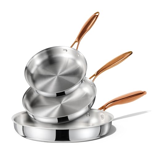 3 Piece Nonstick Stainless Steel Frying Pan Set