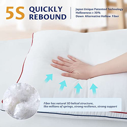 Homemate Bed Pillows for Sleeping - Standard Size(20"x26") Set of 2 Gusset Pillows Allergy Friendly Microfiber Shell Fluffy Down Alternative Filling Pillow Suitable Back Stomach or Side Sleepers