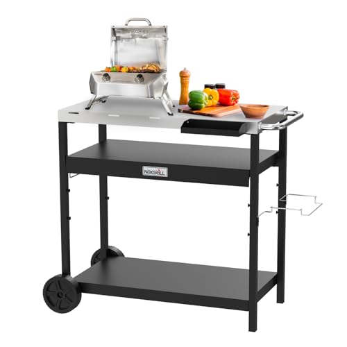 Nexgrill Grill Table with Double Shelf (Portable Cart)