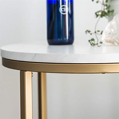 Walker Edison Round Faux Marble Accent Table