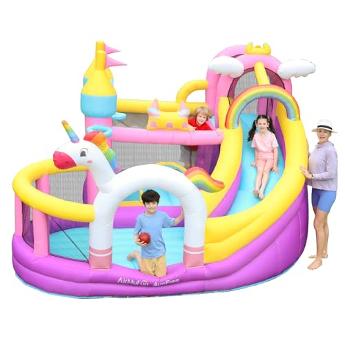 Unicorn 5-in-1 Inflatable Bounce House with Slide