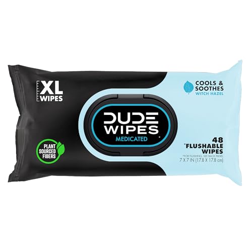48 Count DUDE Wipes Medicated Hemorrhoid Flushable Wipes