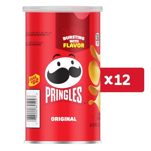 Pringles Potato Crisps Chips, Lunch Snacks, Office and Kids Snacks, Grab N' Go, Original (12 Cans)