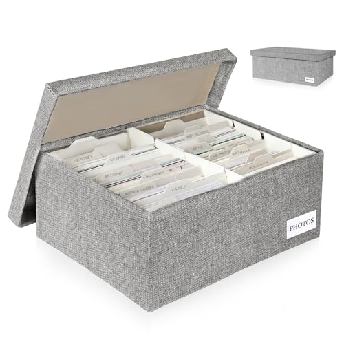 Photo Storage Box with Dividers, Holds 1700 5x7 Photos