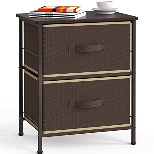 2 Tier Nightstand Dresser Bedroom Organizer Drawer Tower