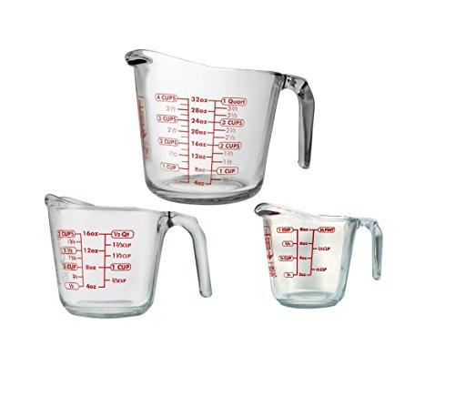 3 Piece Anchor Hocking Glass Measuring Cup Set