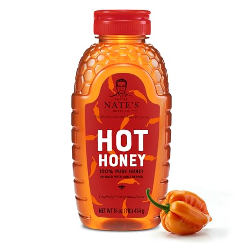 16 oz Nature Nate's Hot Honey with Habanero Flakes