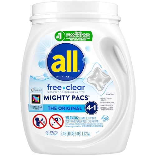 60 Count all Mighty Pacs Laundry Detergent Sensitive