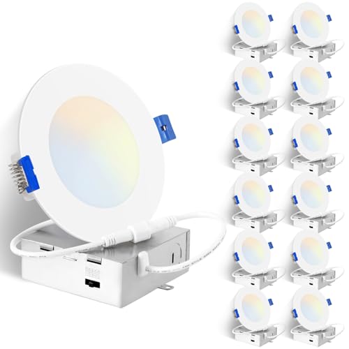 12 Pack 4-Inch 5CCT Dimmable LED Recessed Lights
