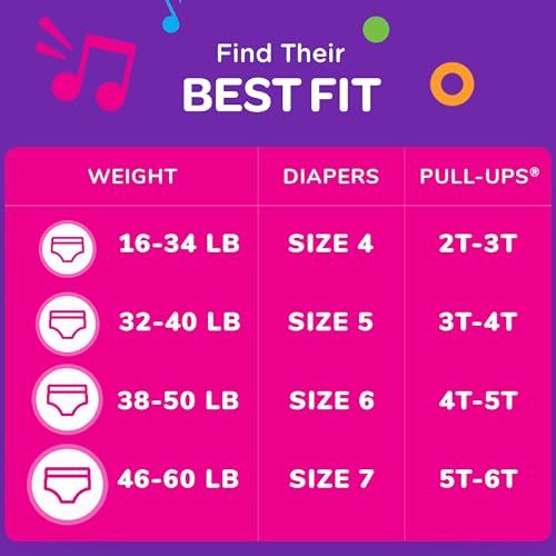 Pull-Ups Girls' Training Pants, Size 5T-6T, 60 Count